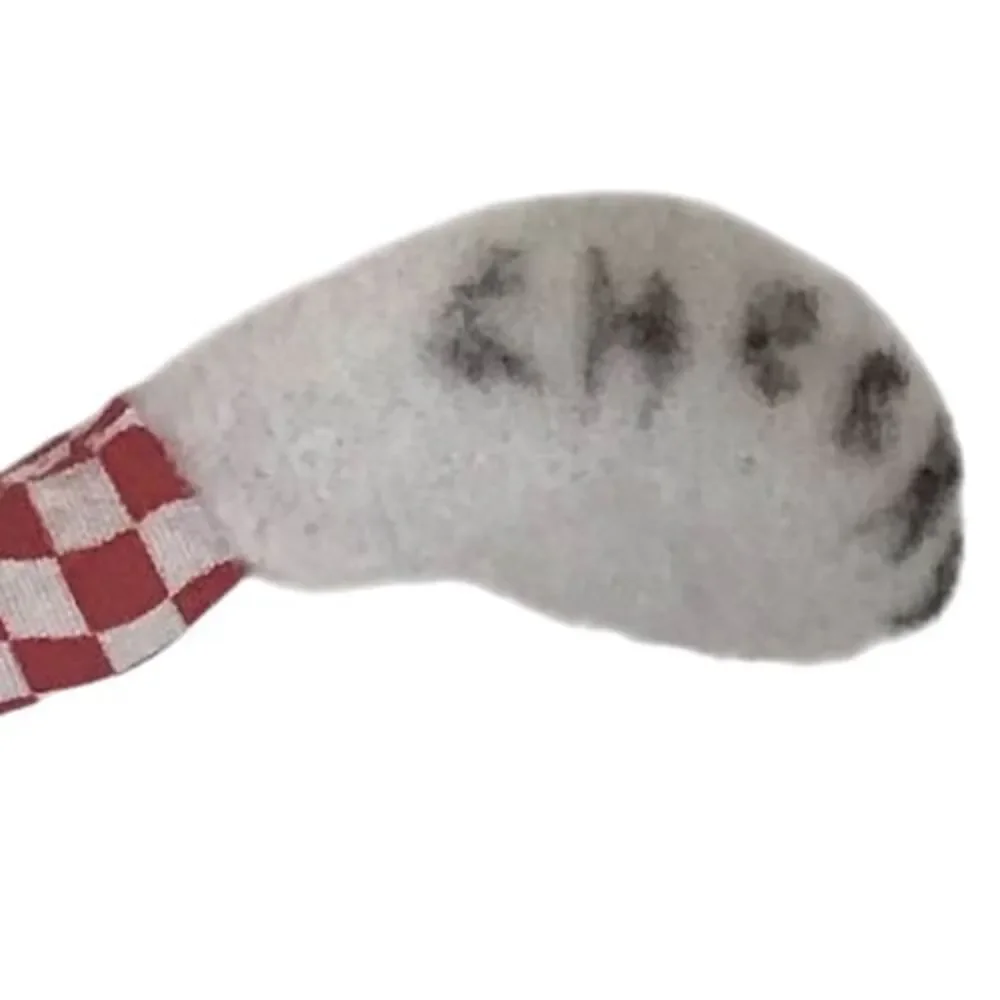 Vintage Christmas Elf Shelf Sitter Red Striped Checks White Plastic Face Stuffed